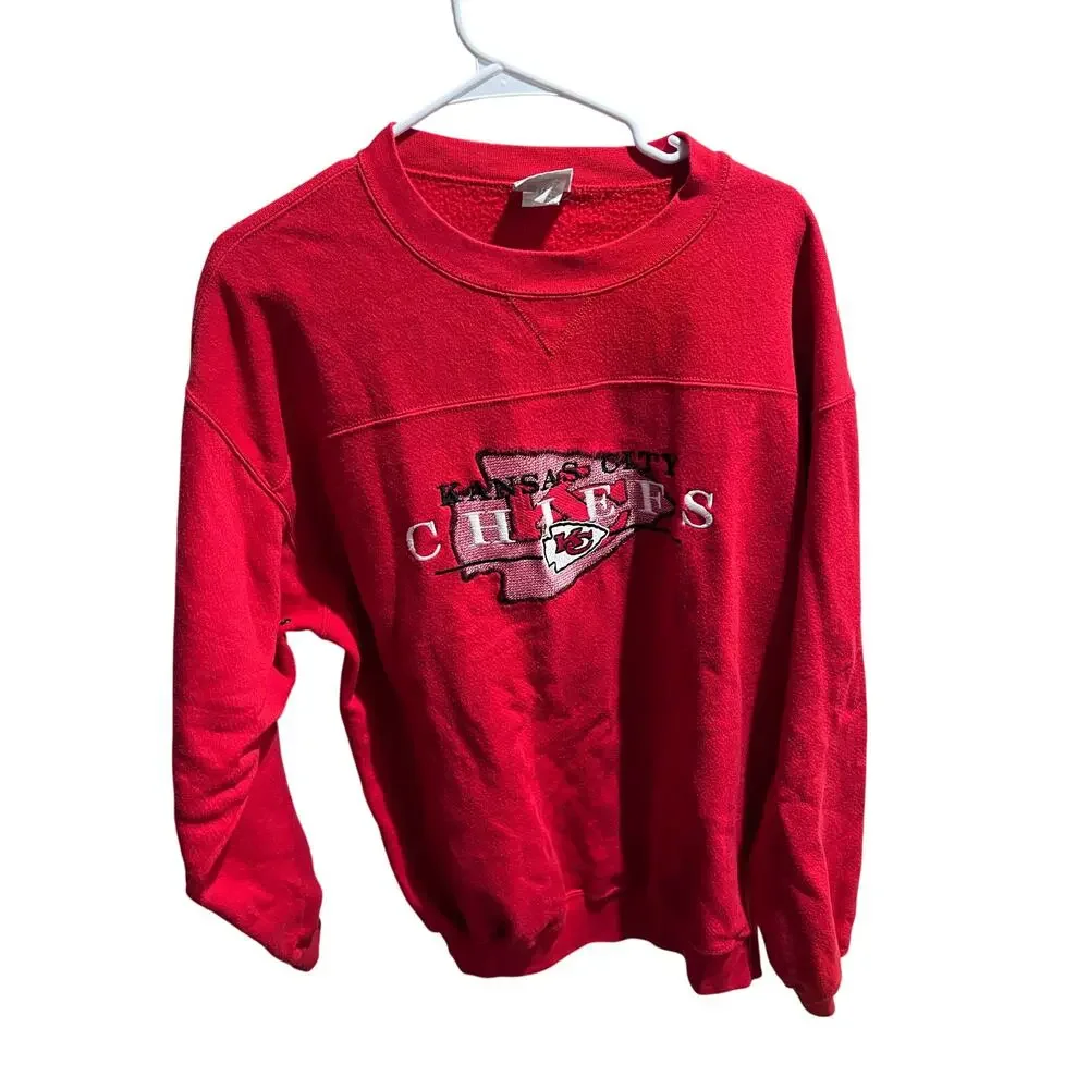 Vintage Kansas City Chiefs Lee Sport Sweatshirt Large Red Embroidered NFL - Picture 4 of 10
